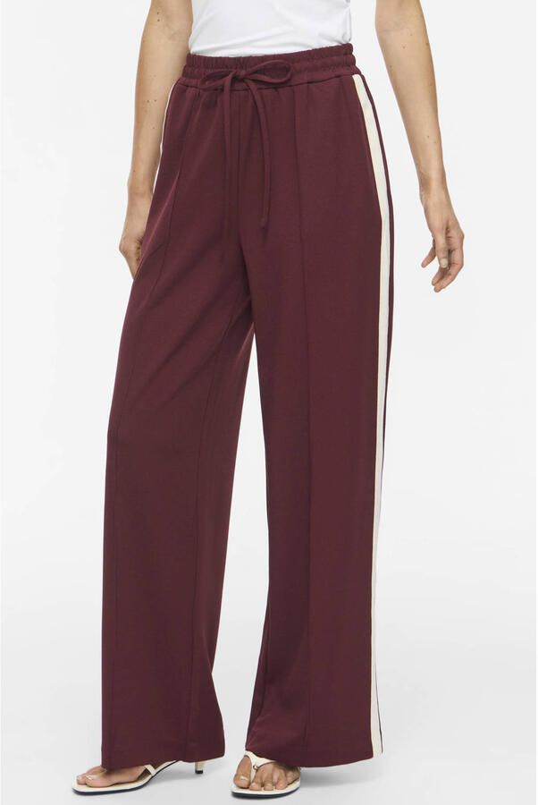 VILA wide leg casual broek donkerrood