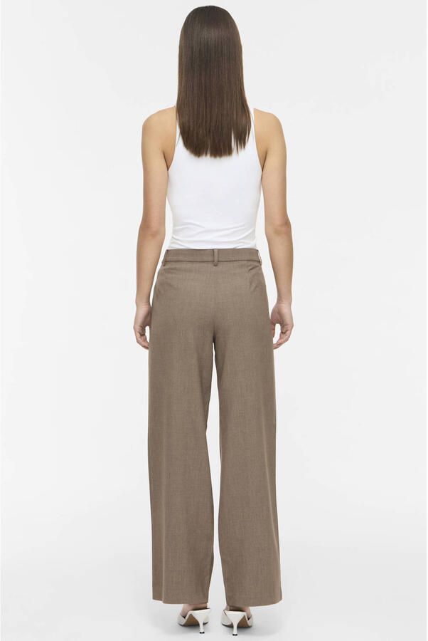 VILA wide leg casual broek lichtbruin - Foto 2