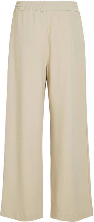 VILA wide leg high waist casual broek lichtgrijs gebreid