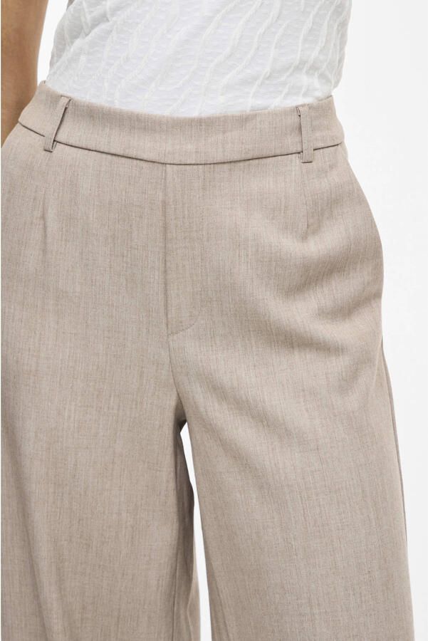 VILA wide leg high waist casual broek zand - Foto 3