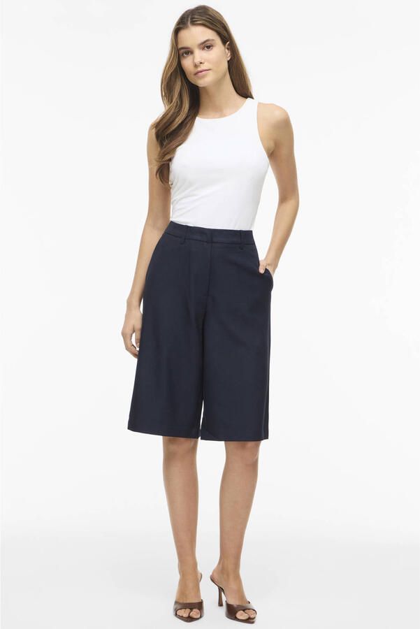 VILA wide leg high waist casual short donkerblauw - Foto 3