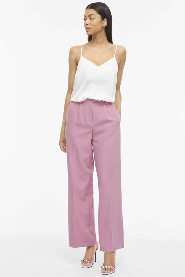 VILA wide leg high waist pantalon roze - Foto 3