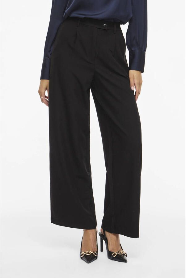 VILA wide leg high waist pantalon zwart