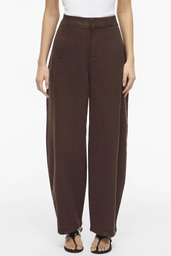 VILA wide leg jeans donkerbruin