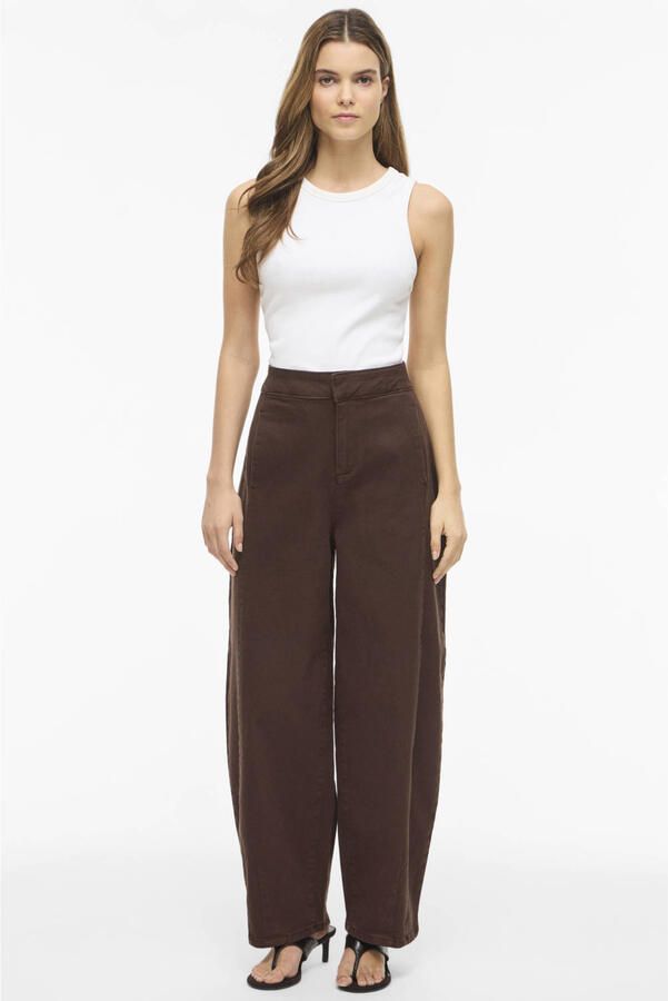 VILA wide leg jeans donkerbruin - Foto 3