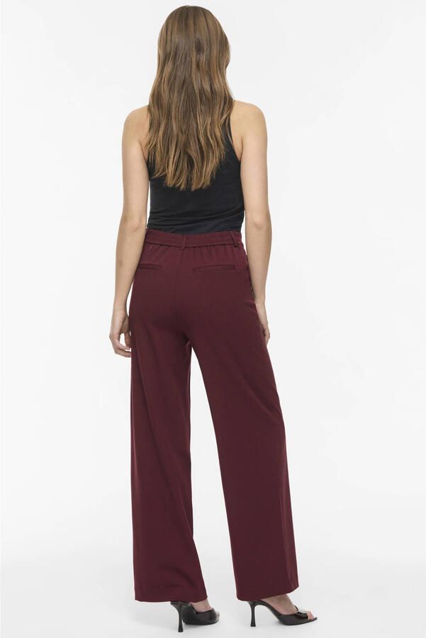 VILA wide leg pantalon donkerrood - Foto 3