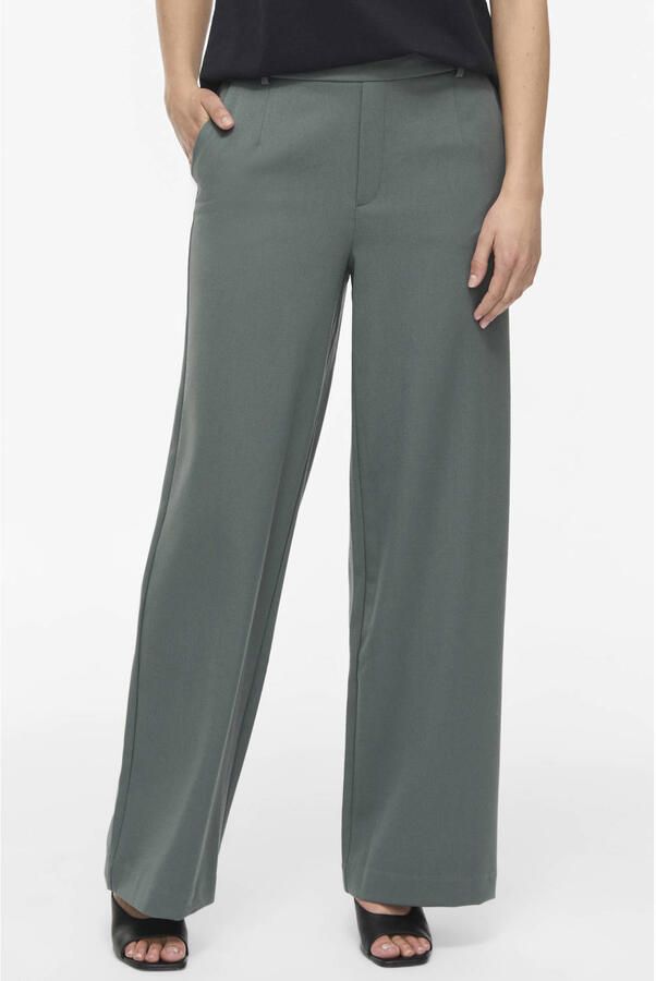 VILA wide leg pantalon grijsgroen