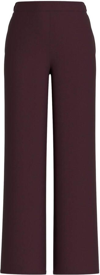 VILA wide leg regular waist casual broek donkerrood gebreid
