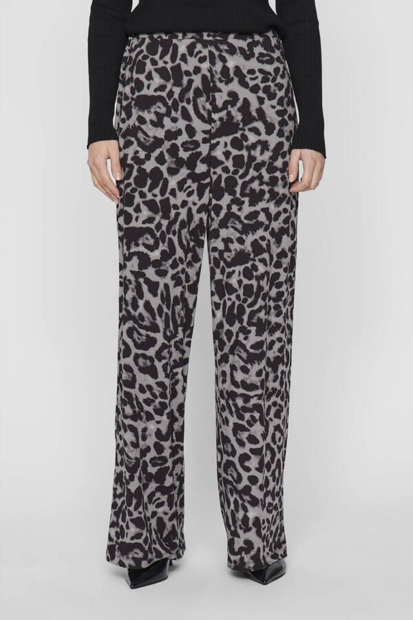 VILA wide leg regular waist casual broek grijs - Foto 2