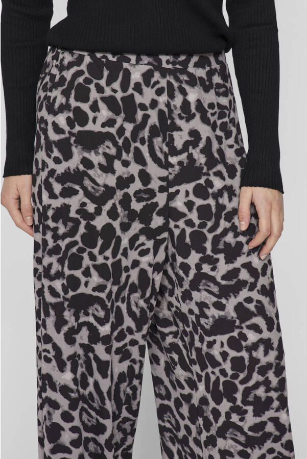 VILA wide leg regular waist casual broek grijs