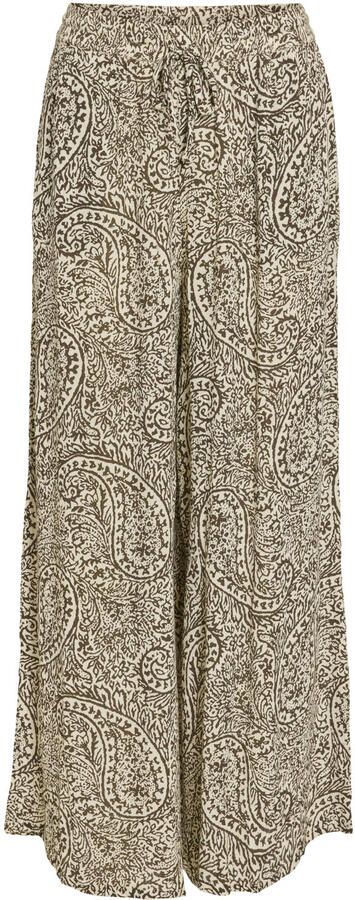 VILA wide leg regular waist casual broek met paisley print ecru