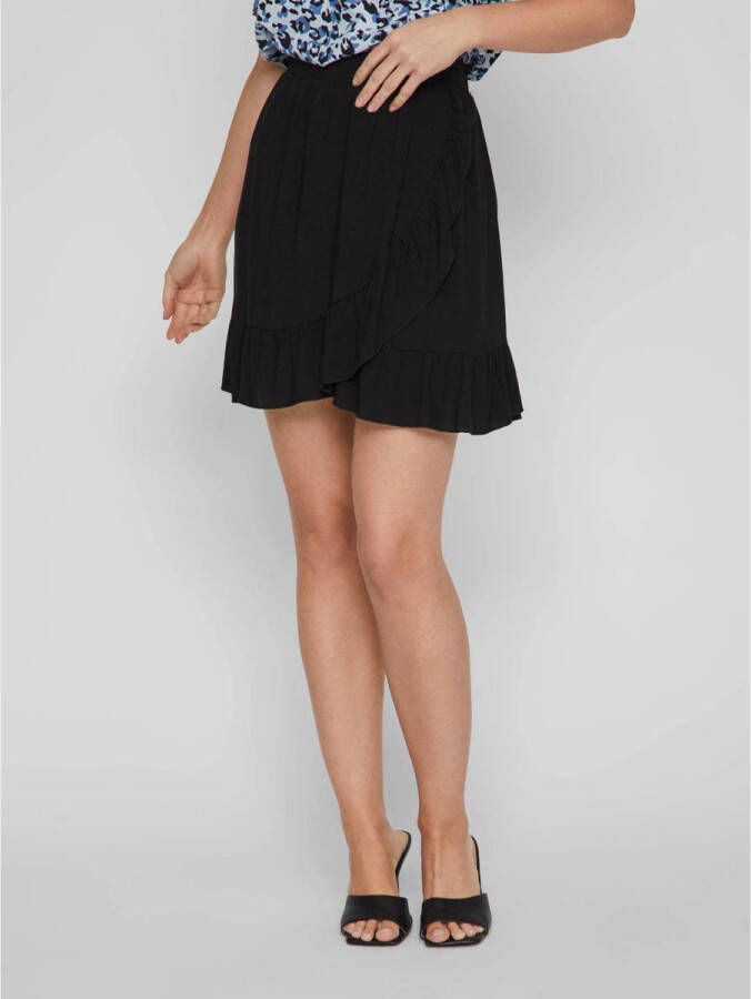 VILA wikkelrok VIPAYA met ruches zwart