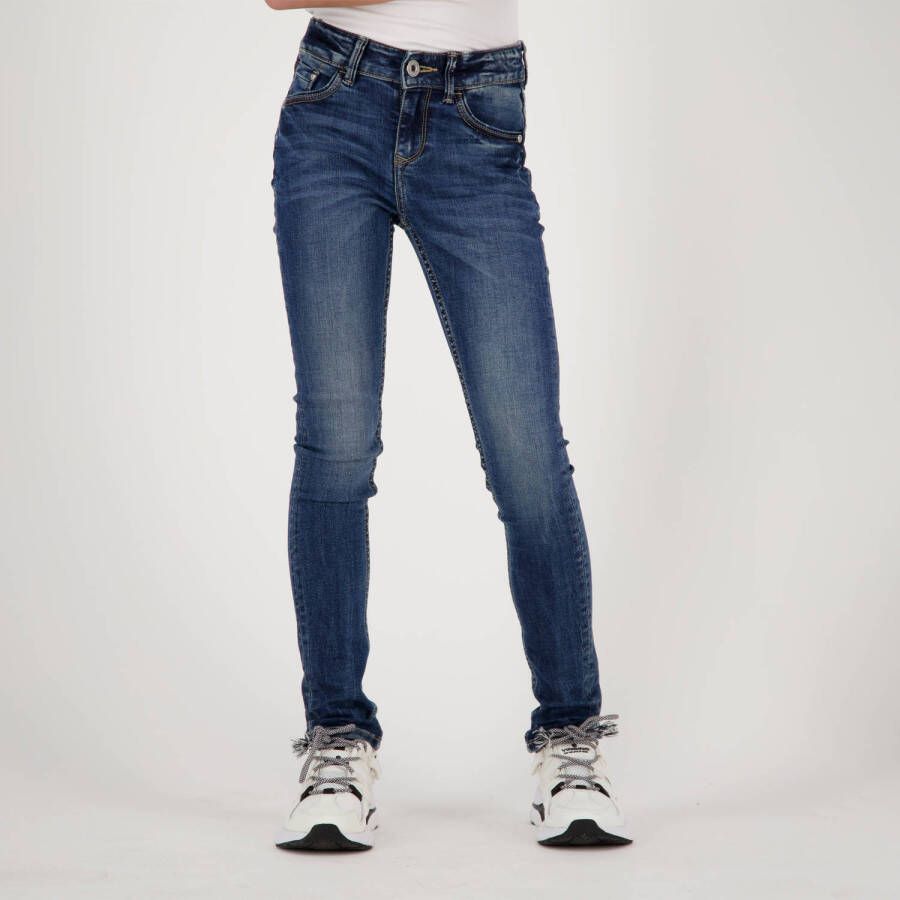 VINGINO high waist skinny jeans DenimG01 dark used Blauw Meisjes Stretchdenim 104