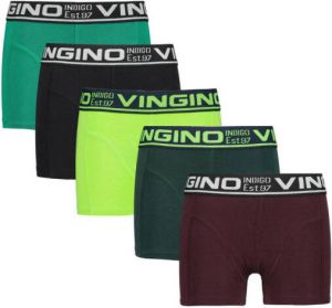 Vingino boxershort LOGO TEXT set van 5 groen zwart