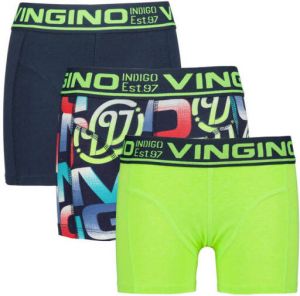 Vingino boxershort NEON TEXT set van 3 donkerblauw neon geel