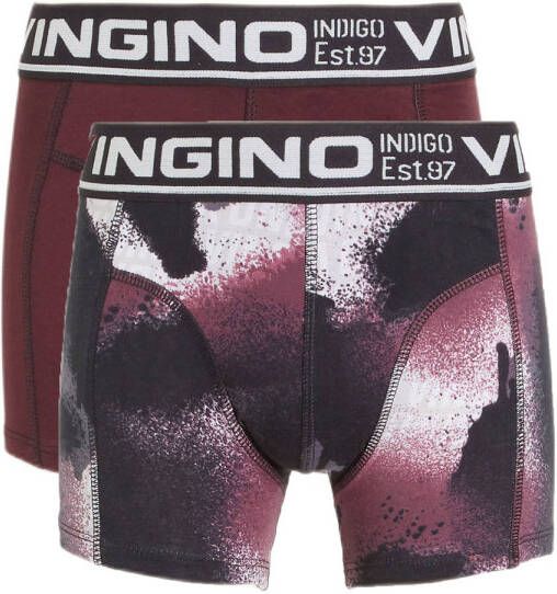 VINGINO boxershort set van 2 rood zwart Jongens Stretchkatoen All over print 122-128