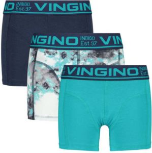 Vingino boxershort set van 3 aquablauw donkerblauw