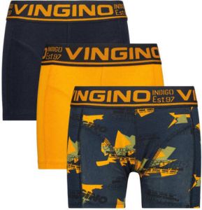 Vingino boxershort set van 3 blauw oranje zwart