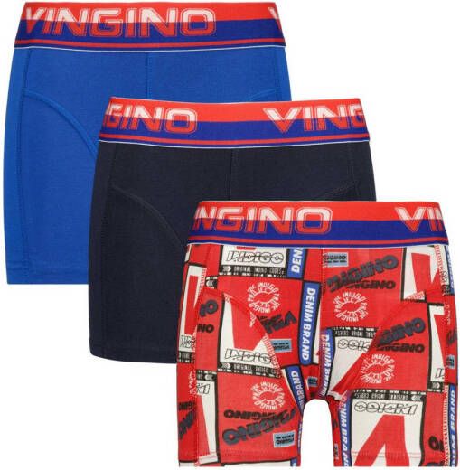 Vingino boxershort set van 3 rood zwart blauw
