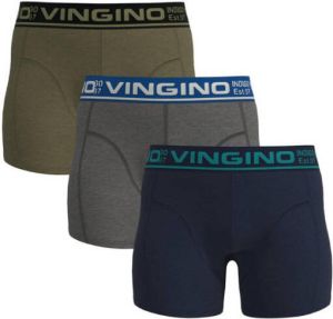 Vingino boxershort set van 3 zwart grijs kaki