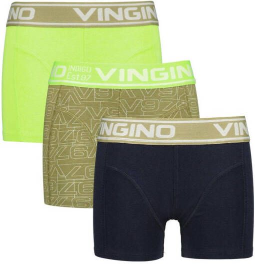 Vingino boxershort set van 3 zwart olijfgroen limegroen