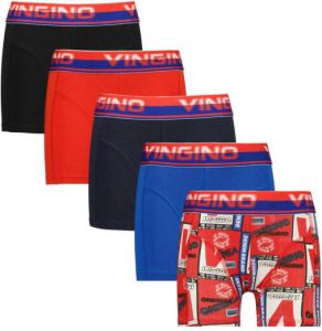 Vingino boxershort set van 5 rood blauw zwart