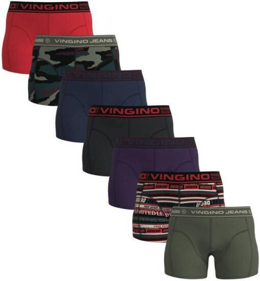 Vingino boxershort set van 7 groen rood blauw