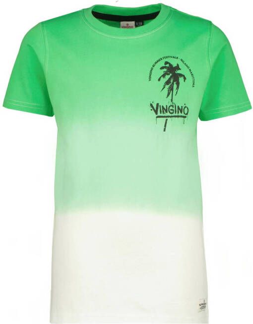 VINGINO dip-dye T-shirt groen wit Jongens Katoen Ronde hals Dip-dye 116