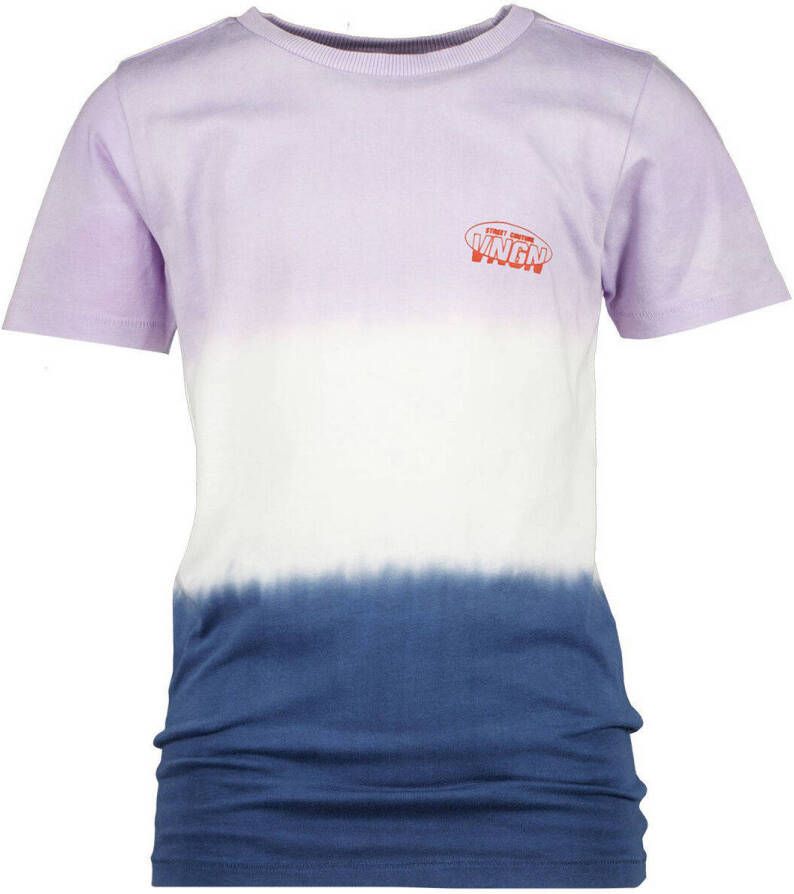VINGINO dip-dye T-shirt lila wit donkerblauw Jongens Katoen Ronde hals 116