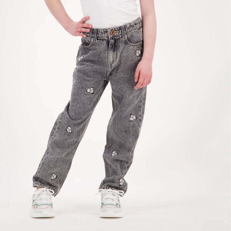 Vingino gebloemde mom jeans Chiara Flower grey vintage