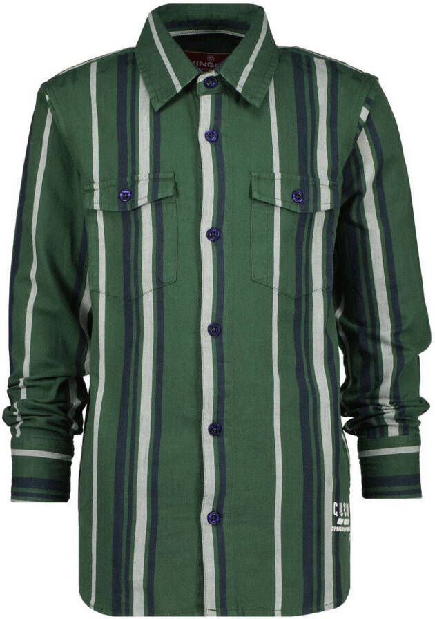 VINGINO gestreept overhemd groen Jongens Katoen Klassieke kraag Streep 140