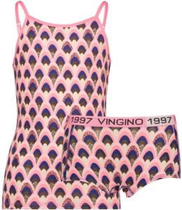 Vingino singlet + short met all over print roze