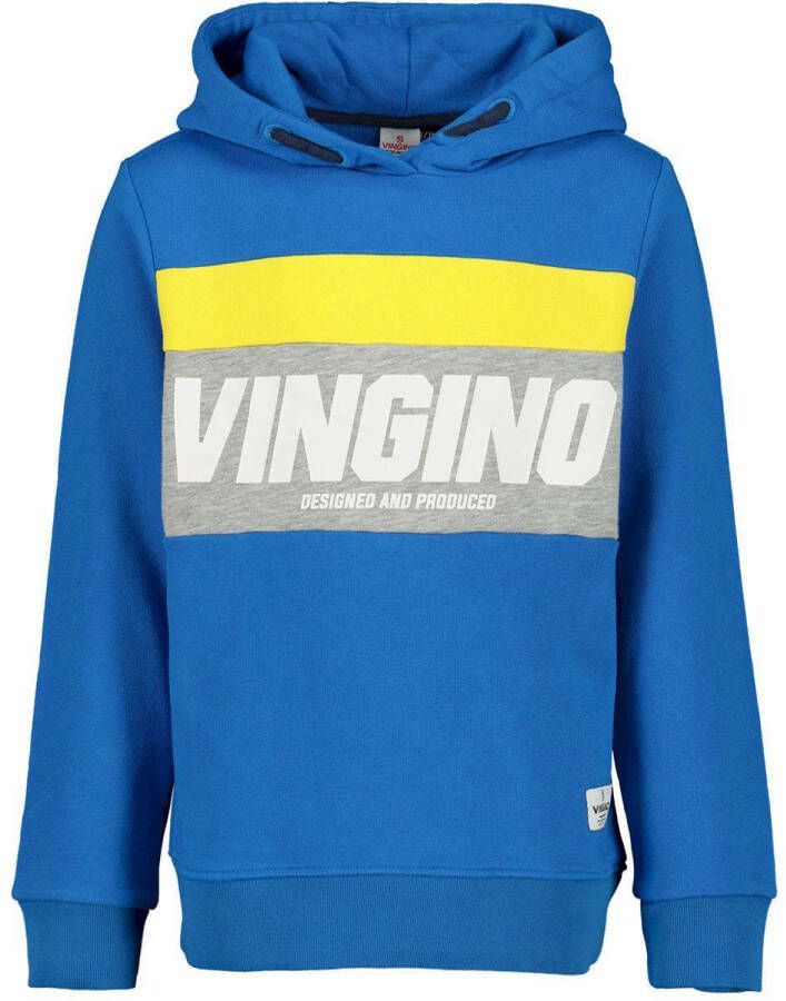 Vingino hoodie met logo blauw geel wit