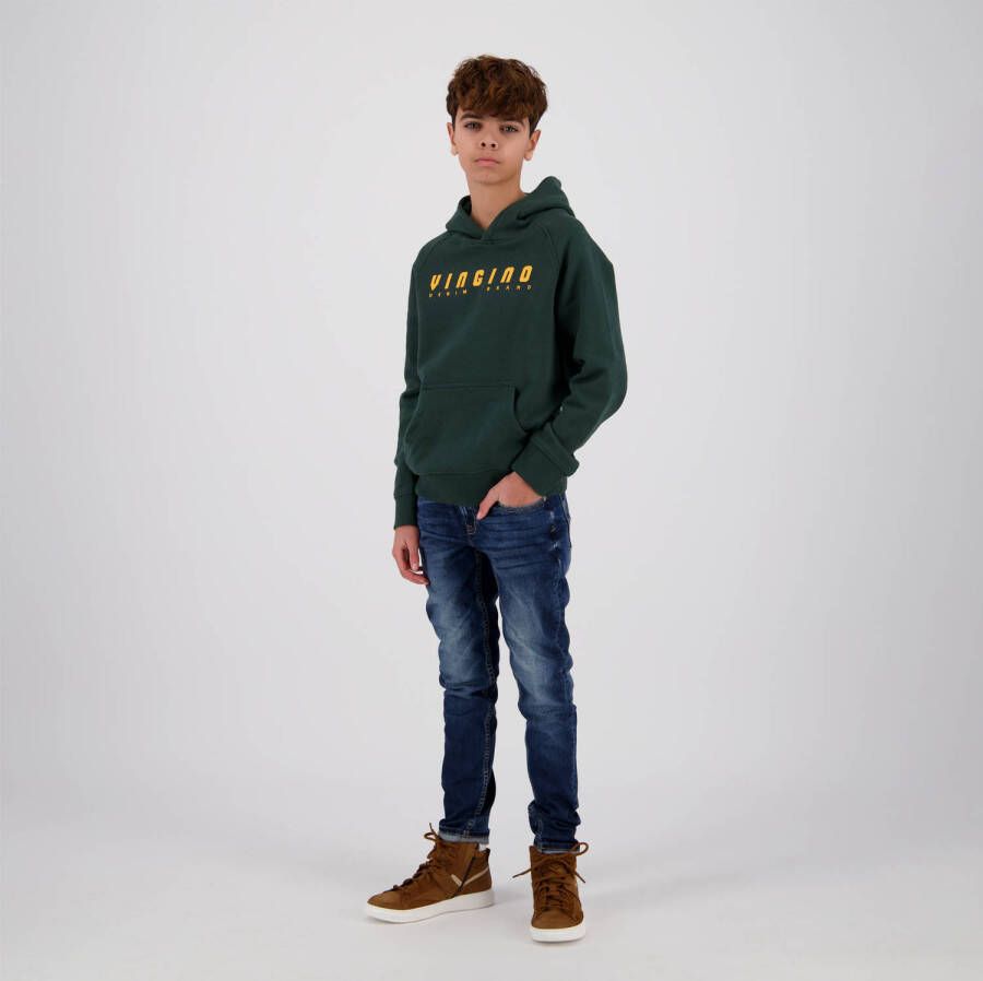 VINGINO hoodie met logo donkergroen Sweater Logo 140