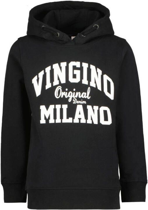 VINGINO hoodie met logo zwart Sweater Logo 104 | Sweater van