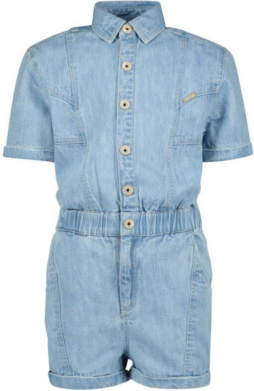 VINGINO jumpsuit POSY light indigo Blauw Meisjes Denim Klassieke kraag 128