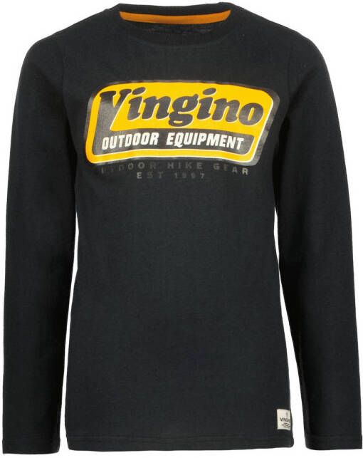 VINGINO longsleeve Jarrod met logo zwart Jongens Katoen Ronde hals Logo 104