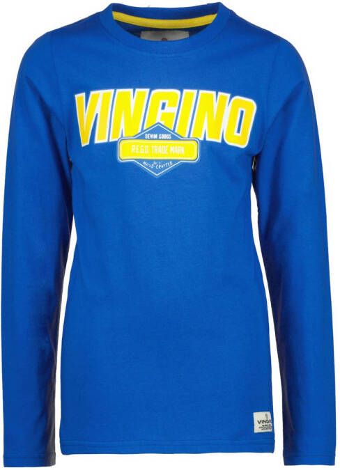 VINGINO longsleeve Jaxson met logo kobaltblauw Jongens Katoen Ronde hals 116