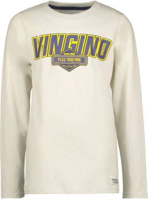 VINGINO longsleeve Jaxson met logo lichtgrijs Jongens Katoen Ronde hals 116