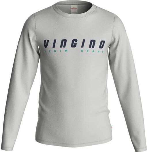 VINGINO longsleeve met logo grijs Jongens Katoen Ronde hals Logo 104