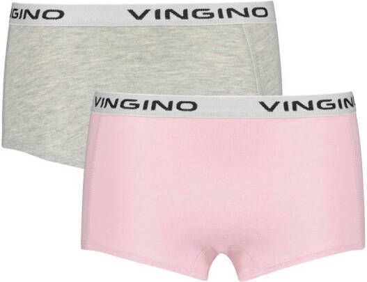 Vingino shorts set van 2 lichtroze grijs melange