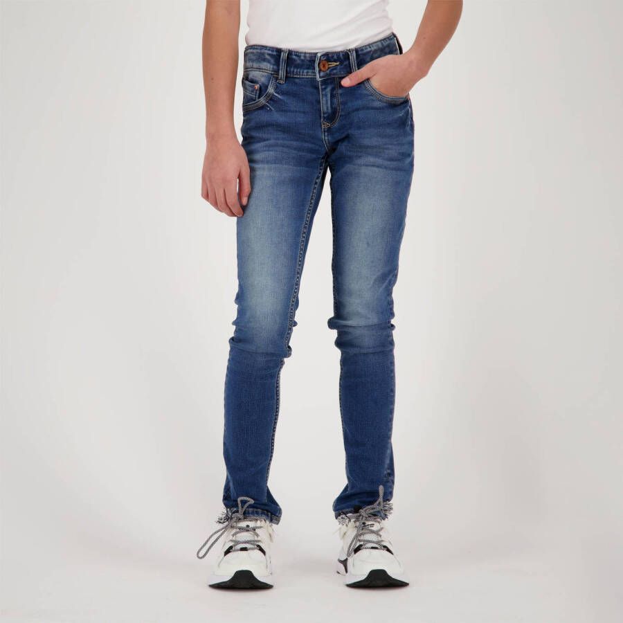 VINGINO skinny jeans Amiche dark used Blauw Meisjes Denim Effen 128
