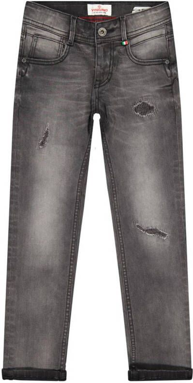 VINGINO slim fit jeans Danny black denim Grijs Jongens Katoen Effen 104