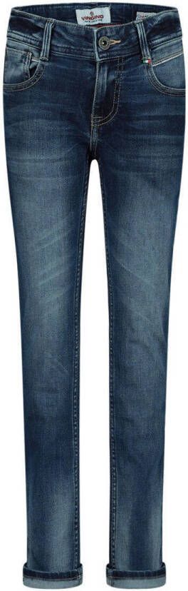 VINGINO slim fit jeans DIEGO dark used Blauw Jongens Stretchdenim Effen 140