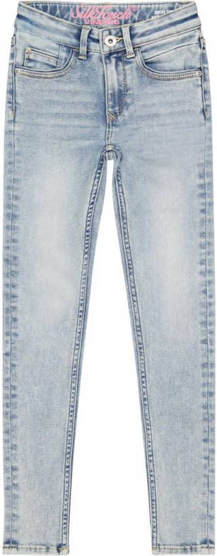 VINGINO slim fit jeans light vintage Blauw Meisjes Stretchdenim 146
