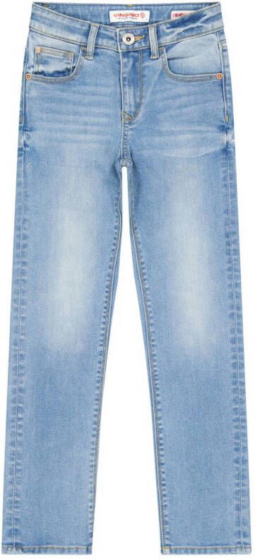 VINGINO straight fit jeans Celly light vintage Blauw Meisjes Katoen 104