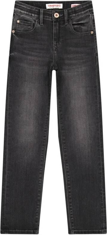 VINGINO straight fit jeans Celly washed black Zwart Meisjes Katoen Effen 110