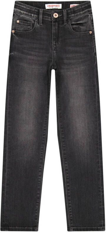 VINGINO straight fit jeans Celly washed black Zwart Meisjes Katoen Effen 110