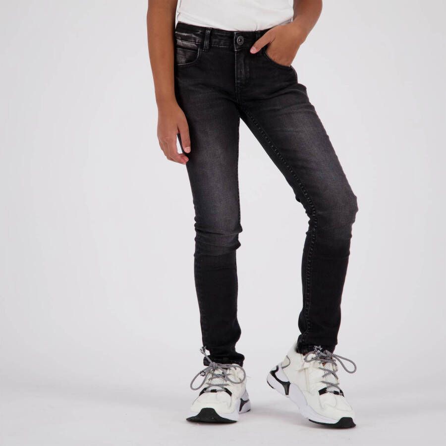 VINGINO super skinny jeans BETTINE black vintage Zwart Meisjes Stretchdenim 104