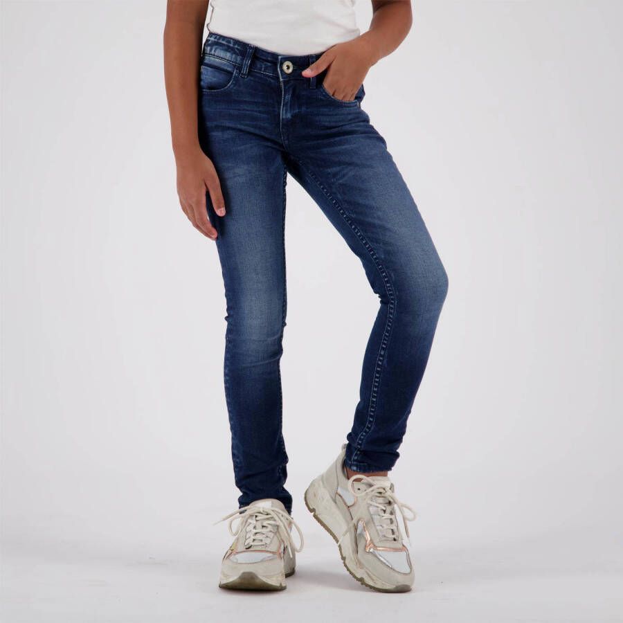 VINGINO super skinny jeans BETTINE dark used Blauw Meisjes Stretchdenim 140